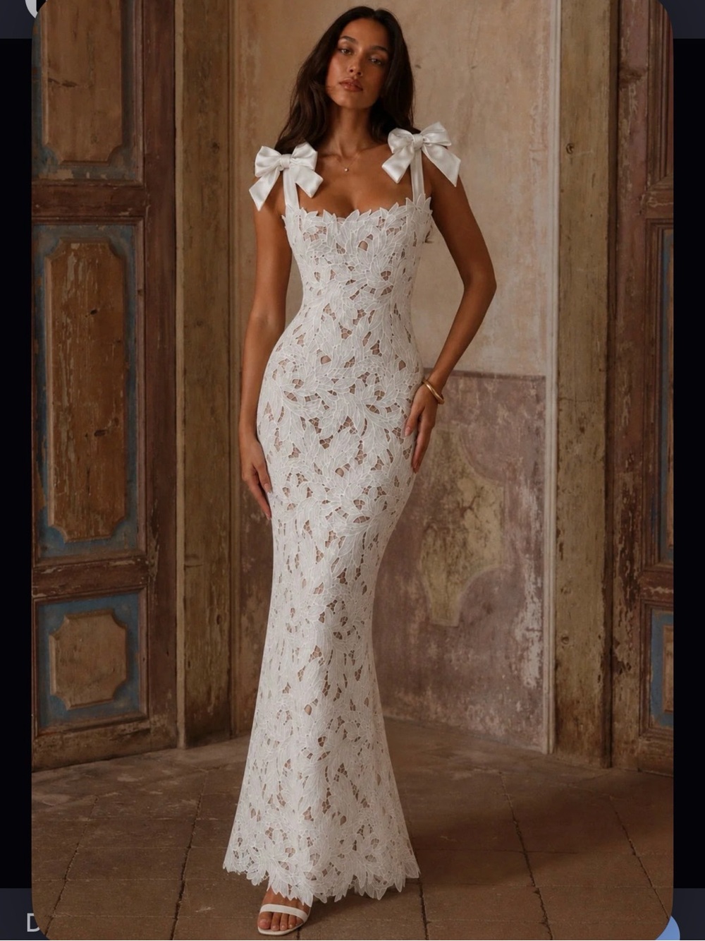 Daisy bow strap dress white